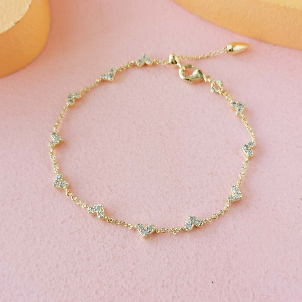 Kendra Scott - Haven Heart White Crystal Gold Chain Bracelet - NEW